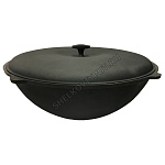 Казан чугунный 22л узбекский (круглое дно) с чугунной крышкой