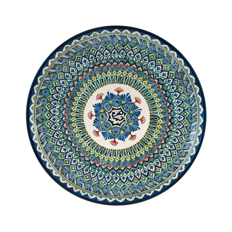 Узбекские тарелки для плова. Ляган 54 см. Риштан синйи. Блюдо для плова Риштан 54 см. Тарелка для плова.