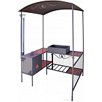 Мангал с крышей, дачный АМ20П (толщина печи 3 мм, толщина жаровни 3 мм, без аксессуаров)