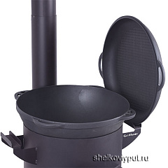 Казан чугунный 17л Ситон с чугунной крышкой-сковородой + очаг "Премиум "Берель"