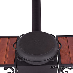 Казан чугунный 17л Ситон с чугунной крышкой-сковородой + очаг "Самарканд"