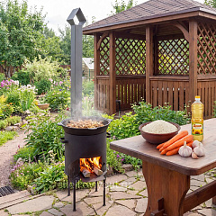 Казан чугунный 8л узбекский + очаг с трубой 2мм