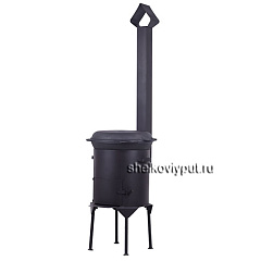 Казан чугунный 17л Ситон с чугунной крышкой-сковородой + очаг с трубой 3мм