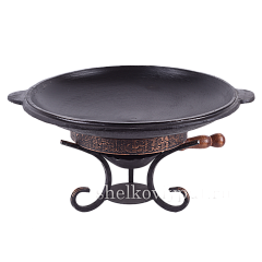 Садж-крышка 37,5 см (чугун) + подставка "Шелковый путь" с ручками 