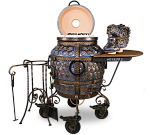 Тандыр "Шелковый путь" с откидной крышкой, со столиком (синий)