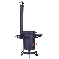 Казан чугунный 17л Ситон с чугунной крышкой-сковородой + очаг "Султан"