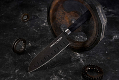 Нож кухонный "Samura Mo-V Stonewash" Сантоку 180 мм, G-10 SM-0094B/K