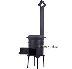 Казан чугунный 17л Ситон с чугунной крышкой-сковородой + очаг с трубой 3мм