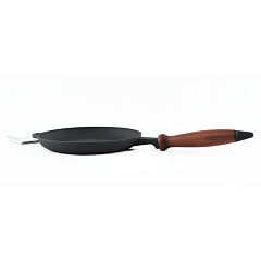 Сковорода блинная, чугунная с деревянной ручкой 240х25 Ситон