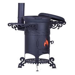 Казан чугунный 12л Ситон с чугунной крышкой-сковородой + очаг "Султан"