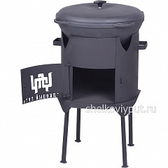 Казан чугунный 10л Ситон с чугунной крышкой + печь с дверцей 3мм