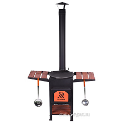 Казан чугунный 12л Камская Посуда с садж-крышкой Ситон + печь "Plovman"