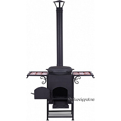 Казан чугунный 17л Ситон с чугунной крышкой-сковородой + очаг "Самарканд"