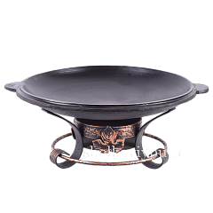 Садж-крышка 37,5 см (чугун) + подставка под садж "Классика" Виноградный лист