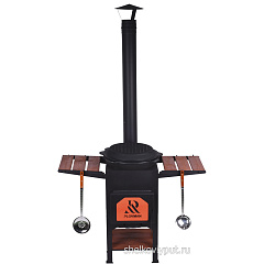 Казан чугунный 12л узбекский с чугунной крышкой-сковородой + печь "Plovman"