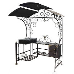 Мангал с крышей и наличием печи под казан "Козерог"