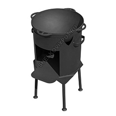 Казан чугунный 17л Ситон с чугунной крышкой-сковородой + печь 3мм