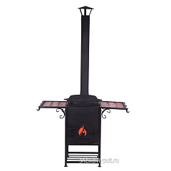 Казан чугунный 12л узбекский с чугунной крышкой-сковородой + очаг "Самарканд"