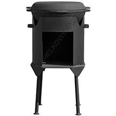 Казан чугунный 17л Ситон с чугунной крышкой-сковородой + печь 3мм