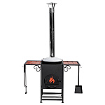 Казан чугунный 12л узбекский + очаг "Самарканд"  (сталь 3 мм, казан с круглым дном)