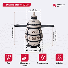 Тандыр "Александр" с откидной крышкой NEW 2026, со столиками, с термометром