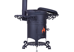 Казан чугунный 17л Ситон с чугунной крышкой-сковородой + очаг "Султан"