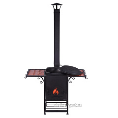 Казан чугунный 12л узбекский с чугунной крышкой-сковородой + очаг "Самарканд"