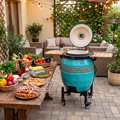 Тандыр утепленный "Сармат" с откидной крышкой и термометром цвет Тиффани