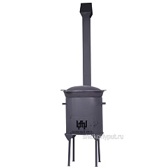 Казан чугунный 12л узбекский с чугунной крышкой-садж + очаг с трубой 3мм 