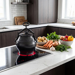 Афганский казан черный на 20л, с ручками