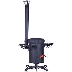 Казан чугунный 17л Ситон с чугунной крышкой-сковородой + очаг "Султан"