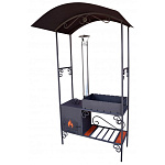 Мангал с крышей и печью под казан на 12 литров АМ18П (толщина печи 3 мм, толщина жаровни 3 мм, без аксессуаров)