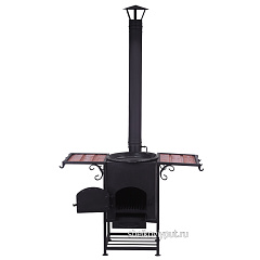 Казан чугунный 12л узбекский с чугунной крышкой-сковородой + очаг "Самарканд"