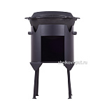 Казан чугунный 8л узбекский с чугунной крышкой-сковородой + печь 3мм (казан с круглым дном)