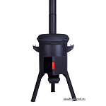 Казан чугунный 12л Камская Посуда с чугунной крышкой-сковородой Биол + очаг "Премиум "Берель"