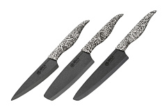 Набор из 3 ножей "Samura Inca" (23, 43, 85), чёрная циркониевая керамика SIN-0220B/K