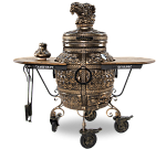 Тандыр "Шелковый путь" с откидной крышкой, с 2-мя столиками (шоколадный)