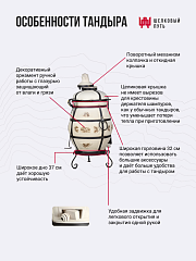 Малые модели: тандыр "Александр" с откидной крышкой, аксессуары в комплекте