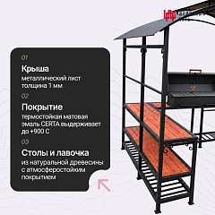 Беседка 2800х2200, с гриль-мангалом (5мм), местом под тандыр и печкой для казана (5мм)