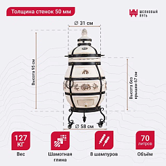 Тандыр "Александр" с откидной крышкой NEW 2026, с термометром
