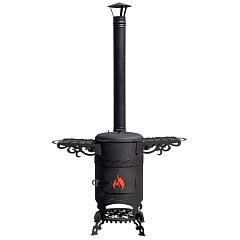 Казан чугунный 12л Ситон с чугунной крышкой + очаг "Султан"