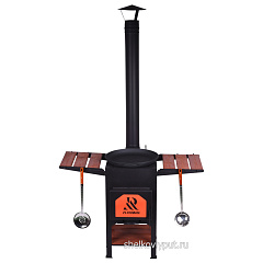 Казан чугунный 12л Камская Посуда с крышкой-сковородой Биол + печь "Plovman"