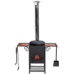 Казан 12л Камская Посуда с чугунной крышкой Ситон + очаг "Самарканд" (3 мм)