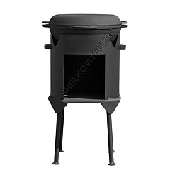 Казан чугунный 17л Ситон с чугунной крышкой-сковородой + печь 2мм