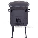 Казан чугунный 10л узбекский с чугунной крышкой-садж + печь с дверцей 3мм