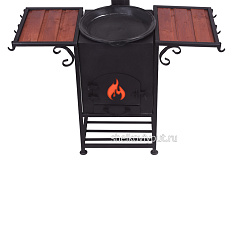 Казан чугунный 12л узбекский с чугунной крышкой-сковородой + очаг "Самарканд"