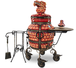 Тандыр "Шелковый путь" с откидной крышкой, со столиком (красный)