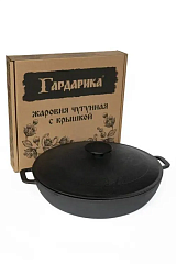 Жаровня чугунная с двумя ручками с чугунной крышкой 32см Гардарика 