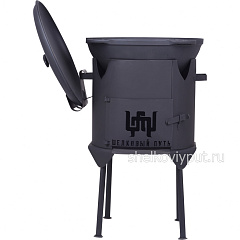 Казан чугунный 10л Ситон с чугунной крышкой + печь с дверцей 3мм