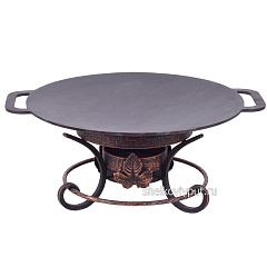 Садж 58 см (чугун) + подставка кованная "Шелковый путь декор" кольцо